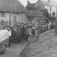 Coronation Procession coming down the High Street, by Riverside/