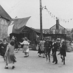 Dancing in the Square. Boys on right, Jimmy Cook and Alan Blackman. Boy on left of threesome, Bobby Burns