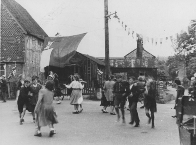 Dancing in the Square. Boys on right, Jimmy Cook and Alan Blackman. Boy on left of threesome, Bobby Burns