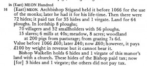Translation of Mene entry in Domesday Book.