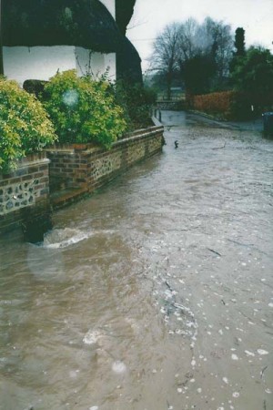 Frogmore Cottage in November 2001. The lane is prone to flooding.