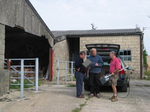 Garston Dairy Garston Dairy with frontloader and team, Dominic Carney, Cris Verrinder, Brian Boisclere
