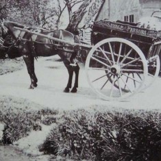 Savage and Parsons cart in Frogmore, Charlie Merritt leaning casually against the bridge.