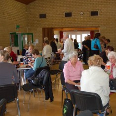 Tea and cakes in the Village Hall. The moneys raised go towards the maintenance of the Hall.