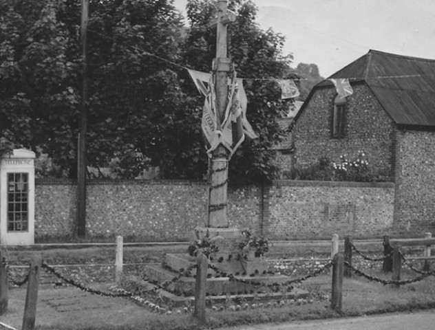 War Memorial with bunting War Memorial with bunting