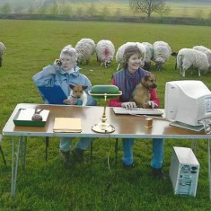Anella Parker Martin, left, and Sasha Brooks, both chairmen of the Fair at different times, helping organise the 2013 event which was held in Fair Field, South Farm.