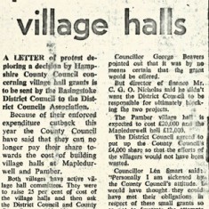 County to get protest over village Halls, Basingstoke Gazette April 1974