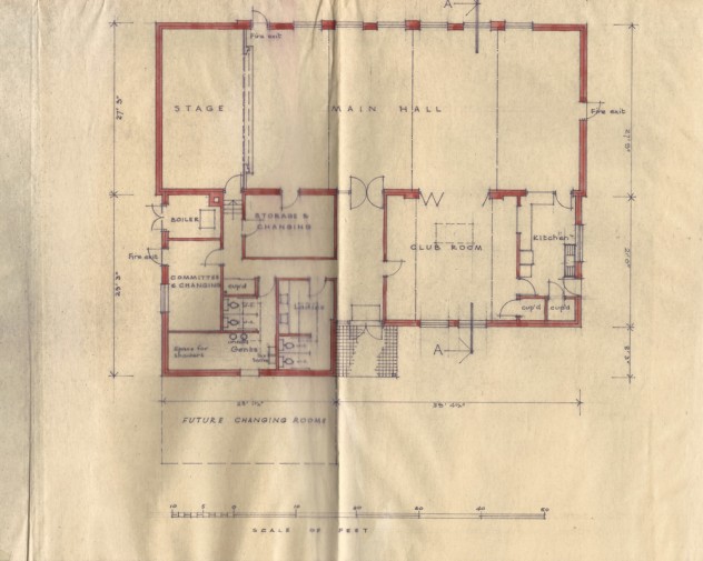 Early floor plan, with Club Room and Committee/Storage Room