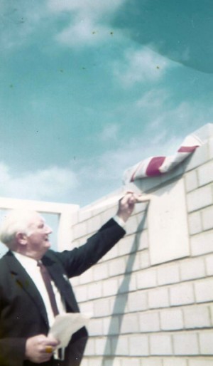Herbie Goddard, Chair of Village Hall Committee and Parish Council, topping out Village Hall