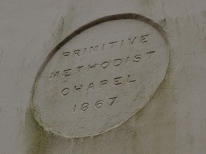 Inscription, 1867 Incription above the door of the Primitive Methodist chapel, dating its dedication to 1867