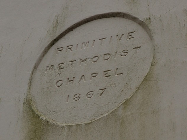 Incription above the door of the Primitive Methodist chapel, dating its dedication to 1867