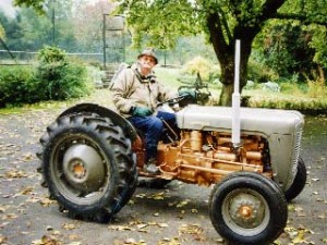 Denys on his beloved vintage Ferguson tractor.