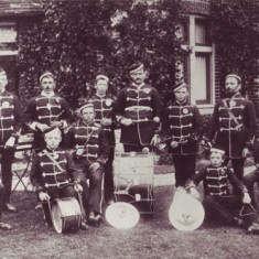 Fife and Drum Band, 1896. Robert Fisher, standing, is second from left, and his brother George, on the right.