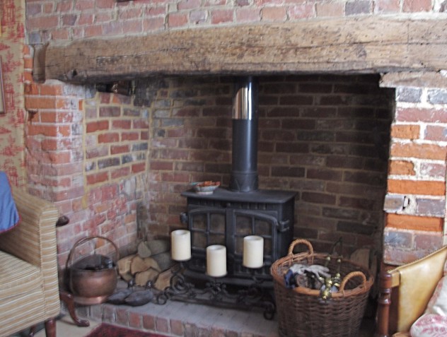 Inglenook fireplace at Vicarage Lodge