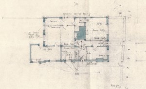 Plan by Brian Tyler showing layout of ground floor before reconstruction
