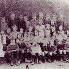 Schoolchildren outside National School, date not known.