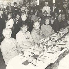 Luncheon Club. End table Kit Tubb, Marion Blackman, Rods Mauback, …. Marjorie Lambert,Thelma Hoare Sylvia Whittear, Daisy & Fred Gibbs, Mrs Tee, Jean Blackman, Kath Adams, Nellie Goddard, Pam Goddard, another, Mrs Porch, Jessie Crockford, Mrs Ivy Blackman