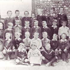 Children at East Meon National School, with headmaster W.S.Tregear, 1880s