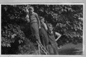 Denys at the top of the ladder with his two elder brothers