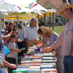 Bookstall, Johnny and Biz Culley selling.
