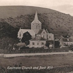 Early post card of All Saints, across fields. Appleerry Cottage is not yet built, therefore before 1920.