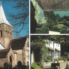 Composite post card showing All Saints church, Court House, Frogmore