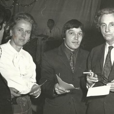 Judges at fund-raising beauty contest. John Sparrow, organiser, second from right, with William Douglas Home (right) and Lady Dacre, judges in Beauty Queen contest