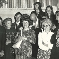 Dance at Tosdevines' barn, while VIllage Hall was being built. On left, George Young, Arthur & Sheila Newbury on right, front row. Andy and Carol Powney, back row. Help with identification of others would be most welcome.