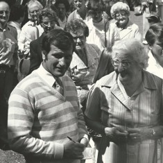 Bob Champion, famous jockey, with Ann Williams. 1982 or '83.