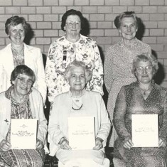 British Legion certificates to founder members. Front L to R Ivy Cook, Ellen Goddard, Mary Crockford, back row right, Eileen Brooks.