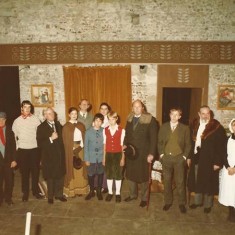 Court House Players in 'Enemy of the People', produced by Alastair Langlands. Left to right, Gary ?, ?, Nicholas Wood, Paul Townsend, Joanna Thompson, Alastair Langland, Jessica Cecil, Caspar Romer, Isabelle Valentine Dykes, Joki Deliss, John Batstone, Matthew Blakstad, Guy ?, Jane Bevan and Arthur Newbury.