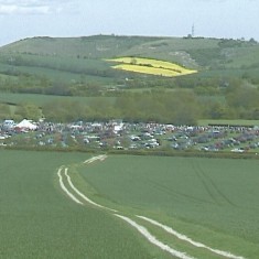Event at Fairfield Ploughing event at Fairfield, organised by local tractor club. The ploughing took place in the field to the right of the picture.