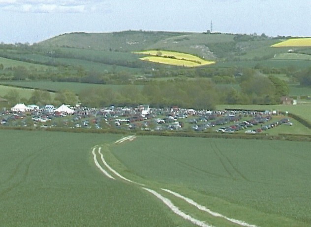 Ploughing event at Fairfield, organised by local tractor club. The ploughing took place in the field to the right of the picture.