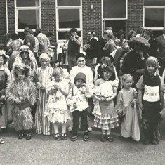 Fancy dress outside Village Hall 