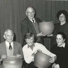 Garden Club urns 1992, Back row, Peter Street, Jackie Wilson, front row Adrian Pelly, Susan Hull, Monique Aldridge