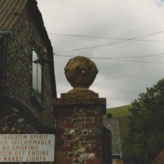Gatepost and garage sign
