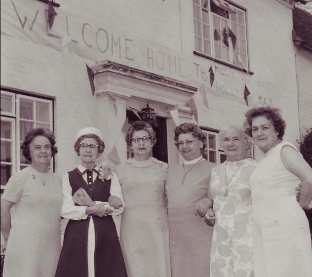 Reunion, in 1971. L to R, Nellie Goddard, May Barratt, Dolly Wilson, Millie Atteberry, Lily Nicholson, Rose Mauback.