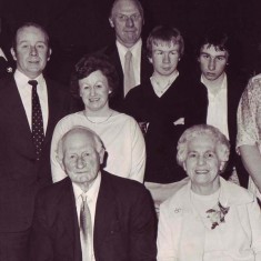 Goddards & Pamplins Three generations. Herbie and Nellie at the front, next row Chris Pamplin, Hazel, their sons Simon and Mark, back row, David Goddard.