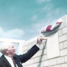 Herbie Goddard topping out Village Hall 1975 Herbie Goddard topping out Village Hall