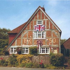 Heycroft House with bunting commemorating Queen Elizabeth's Golden Jubilee, photo by Adrian Pelly