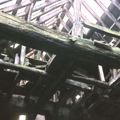 Mill Looking upwards web The condition of the roof of the mill when the Ryders acquired it.