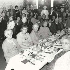 Lunch to celebrate Over-60s 25th anniversary. Vicar Peter Wadsworth in RHS row.
