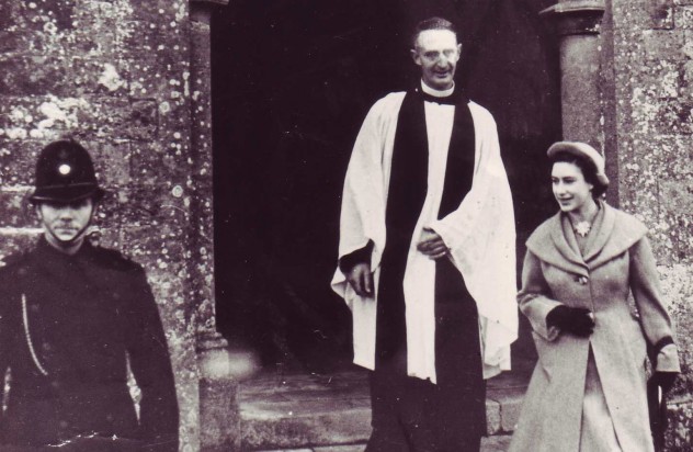 Princess Margaret leaves the church in 1984, accompanied by Rev Smith