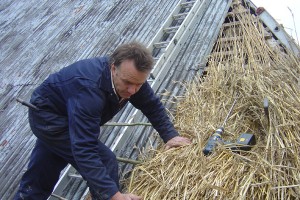 Lyle Morgan, master thatcher who has done much recent work in the village.