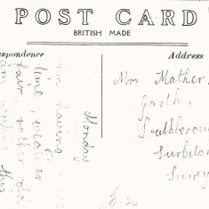 Back of Frogmore PC Text of Frogmore postcard, sent to Surbiton.