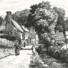 Bryden print The Cross The Cross, including Cross Cottages, Cross Keys and Vicarage Lodge.