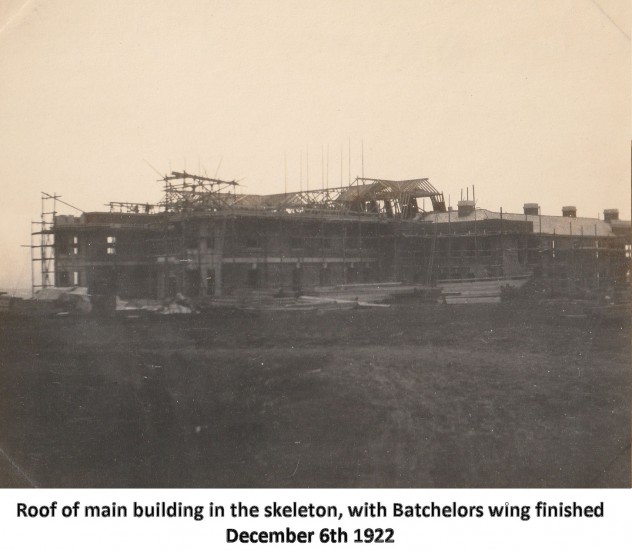 The roof appears, December 1922