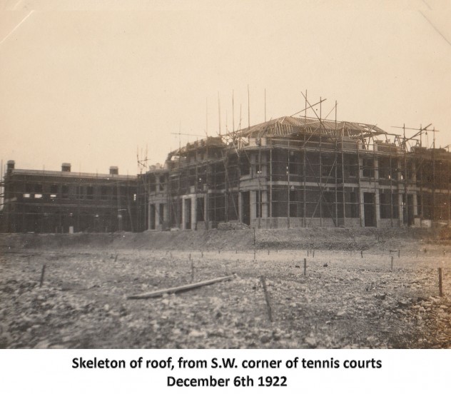 The roof appears, December 1922