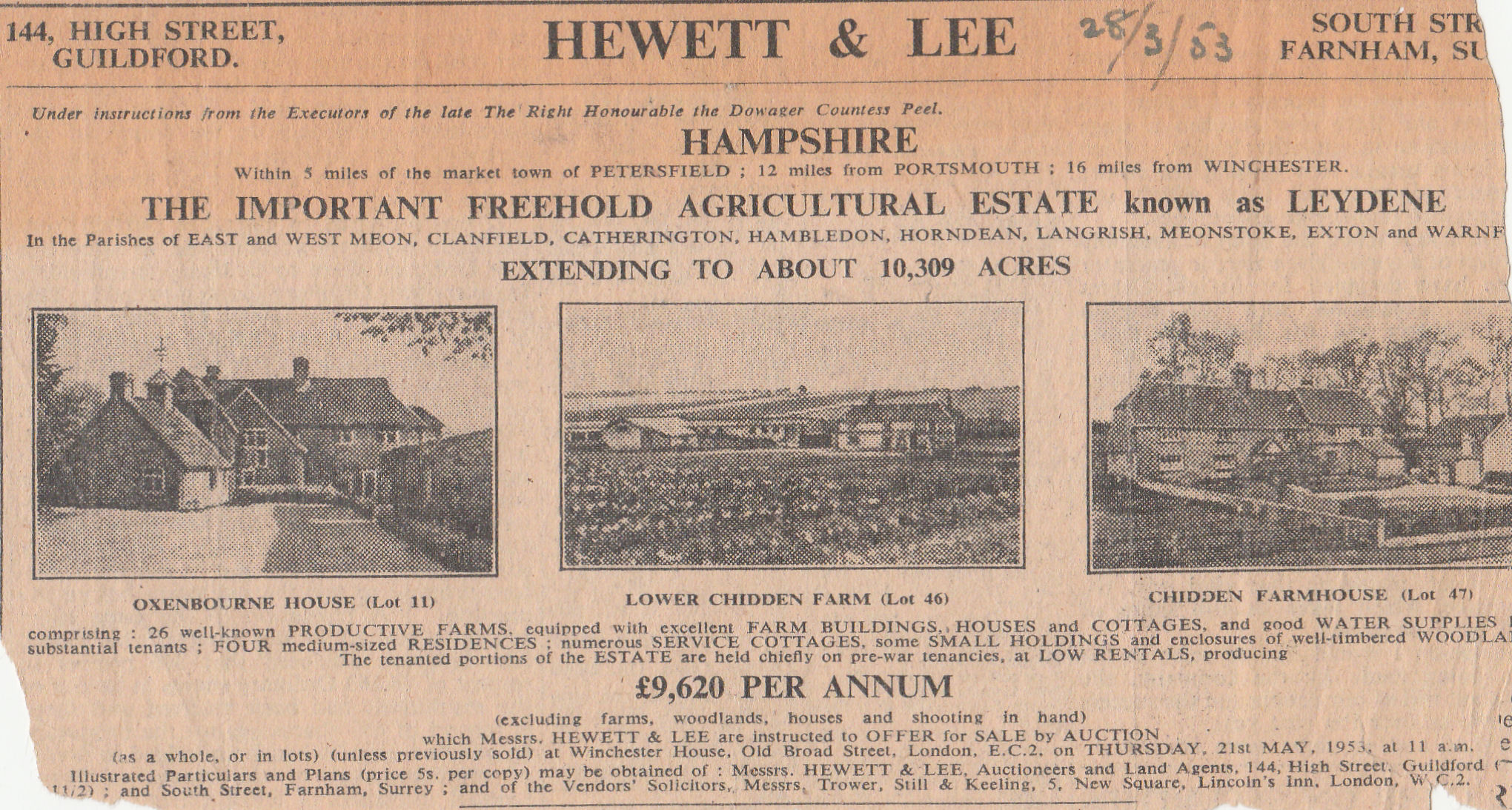 Leydene Estate Sale 1953