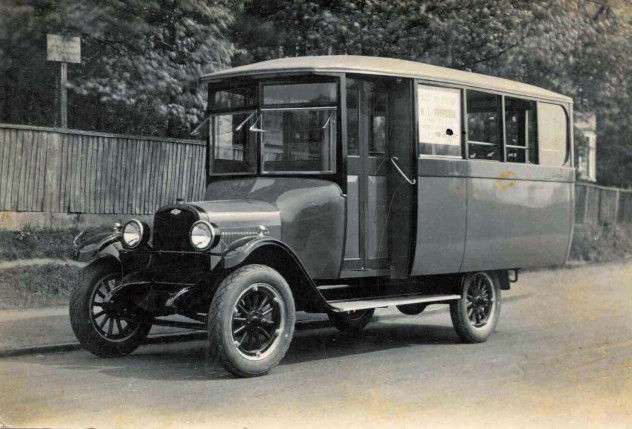 One of the two busses built on a Model T chassis, in which Albert Mullard  operated a service to Petersfield in the 1920s and 30s.